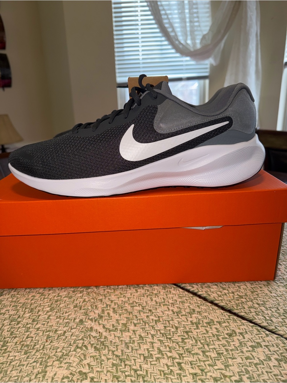 Nike  Revolution 7 black ,Gray and White Men's Lightweight Running Shoe size 13!